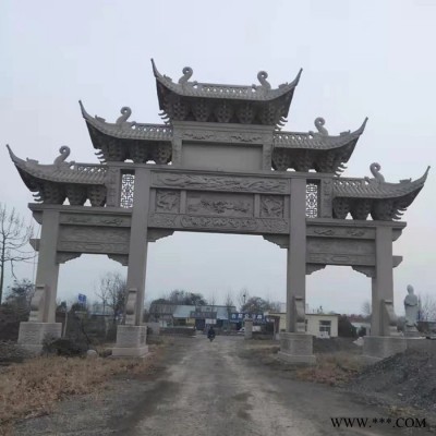 花岗岩石牌坊  建筑石雕牌坊 青石牌坊批发 现货供应